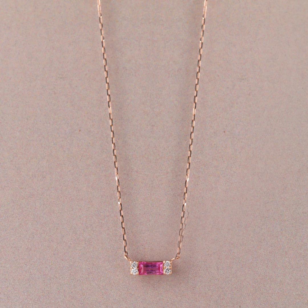 K18 PG ピンクサファイア ネックレス N-78