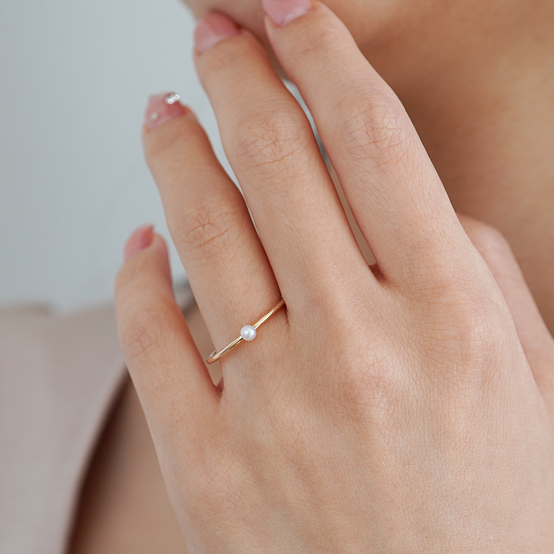 K10 YG パールリング  R-57