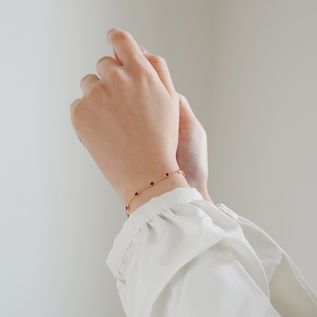 K18 YG ルビー ブレスレット  B-19