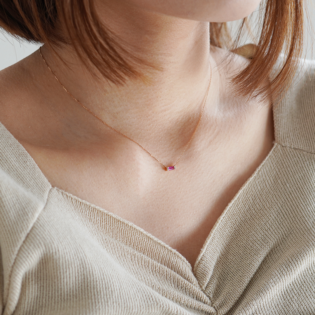 K18 PG ピンクサファイア ネックレス N-78