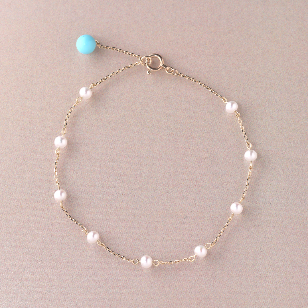 K10 YG 淡水 ターコイズ ブレスレット  B-73