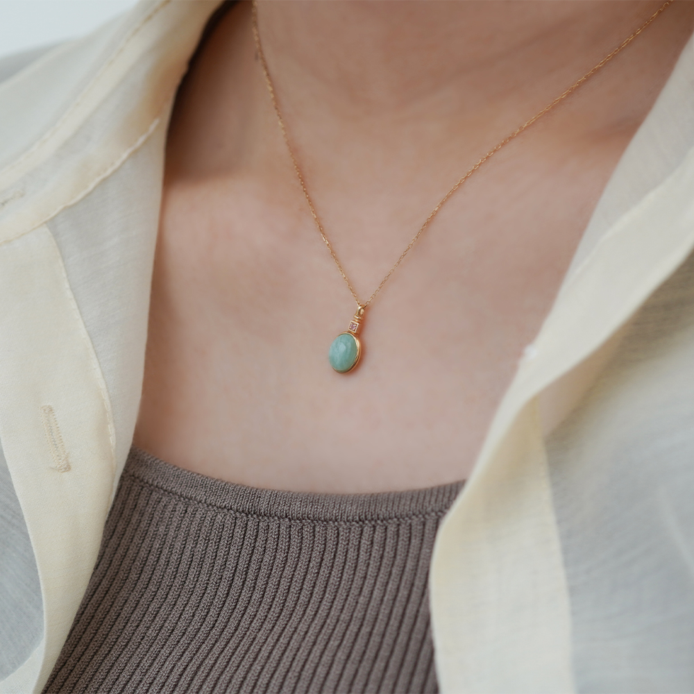 K10 YG アマゾナイト ネックレス  N-62