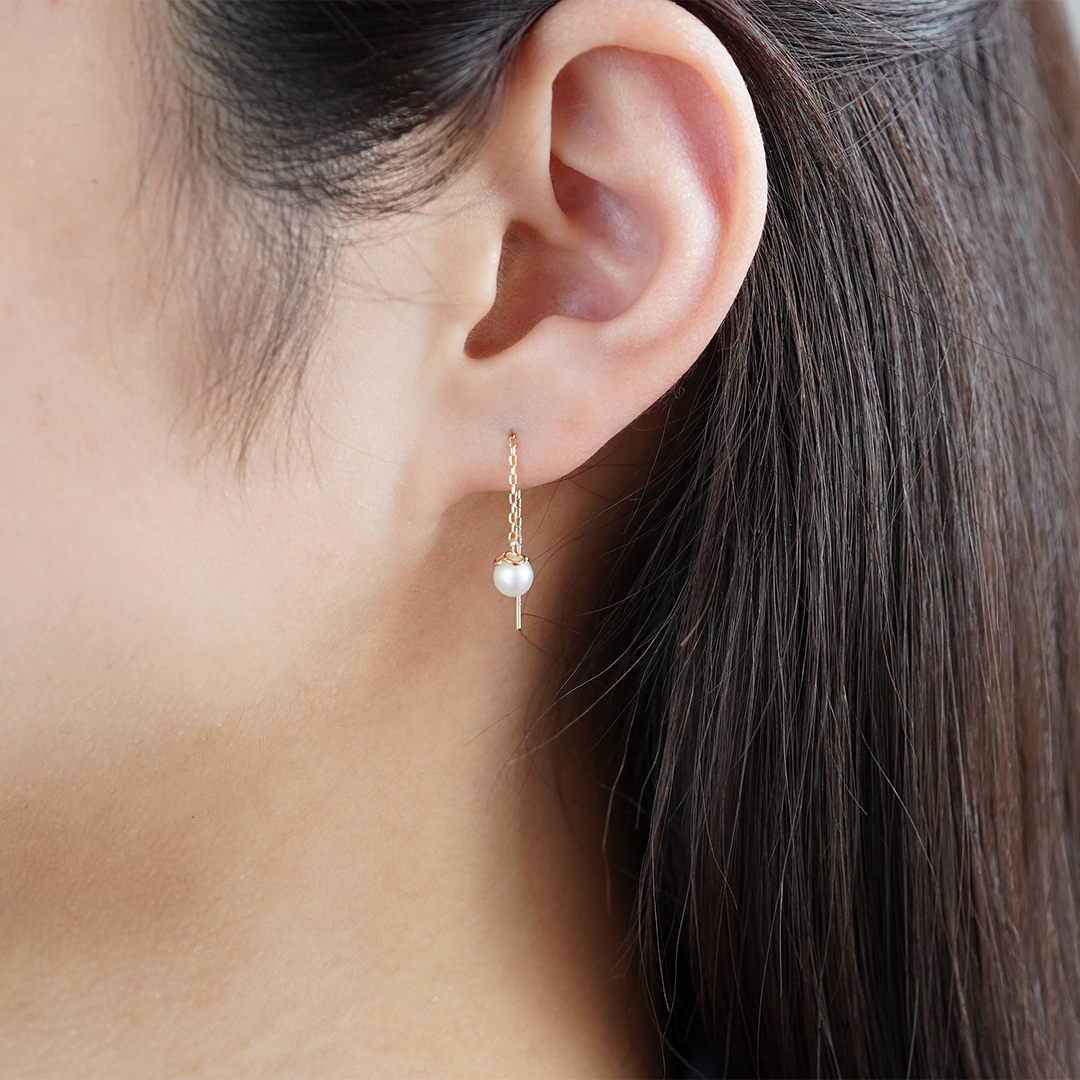 K10YG 淡水パール ピアス  P-12