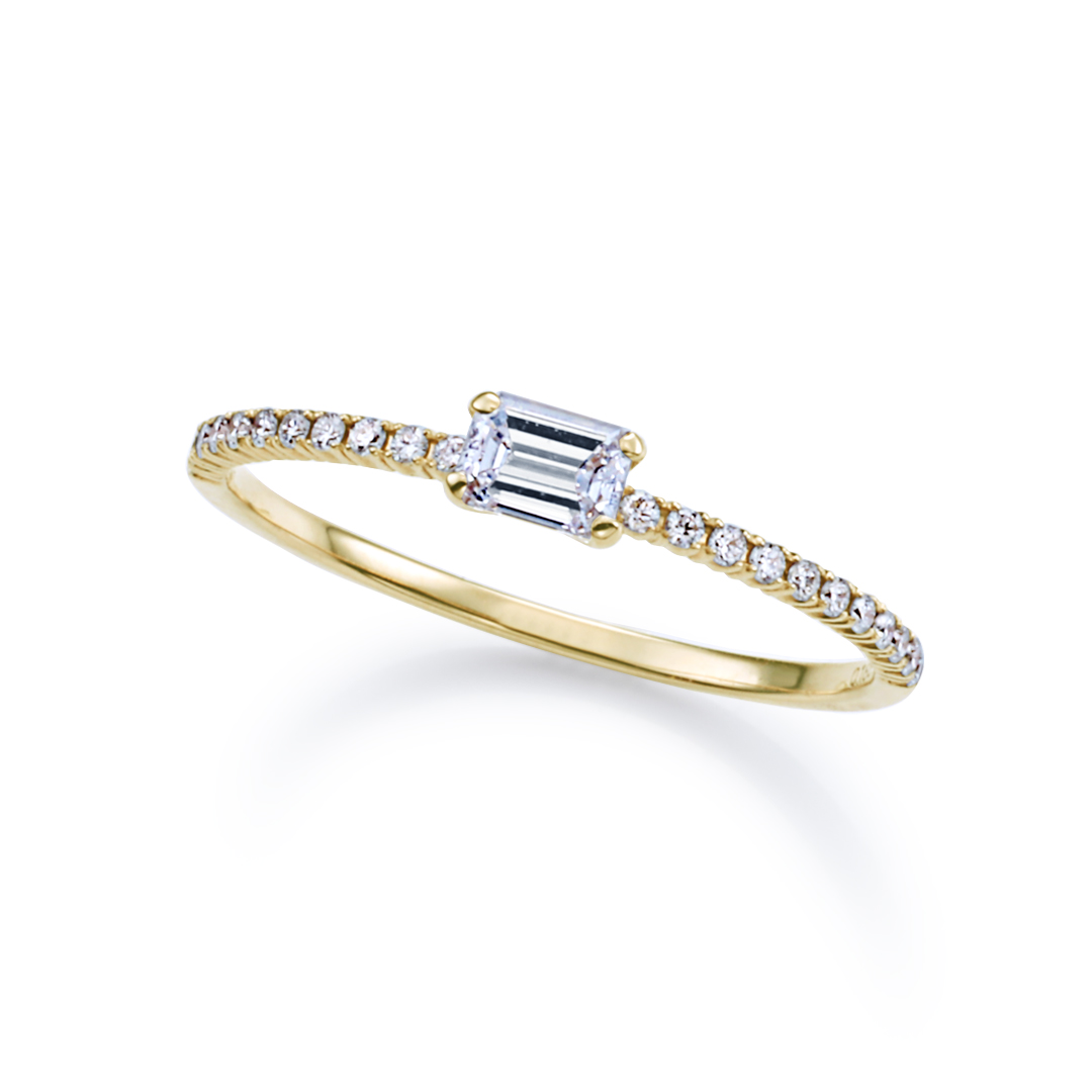 K18 YG バケット ダイヤモンド リング R-032