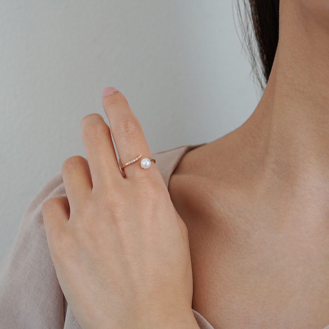 K10 YG パールリング  R-55