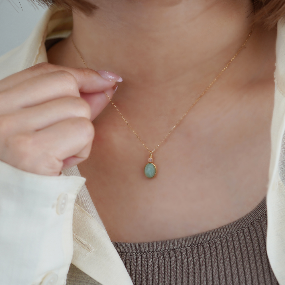 K10 YG アマゾナイト ネックレス  N-62