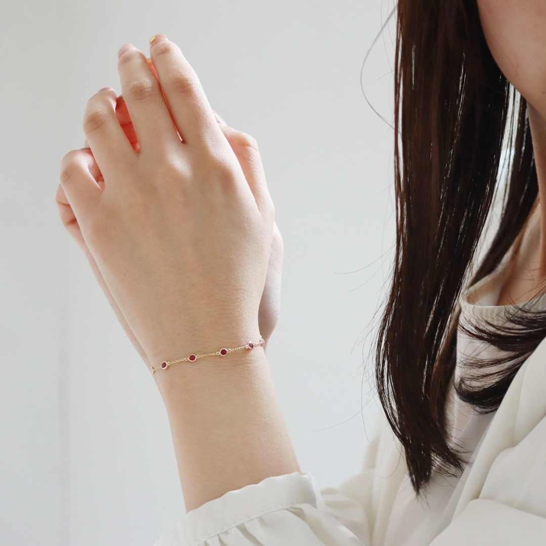 K18 YG ルビー ブレスレット  B-19