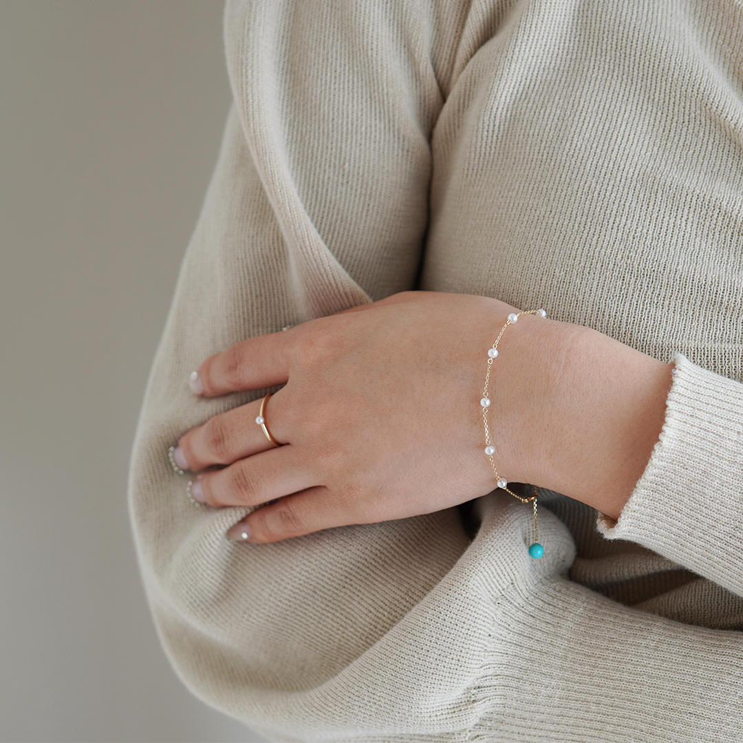 K10 YG 淡水 ターコイズ ブレスレット  B-73