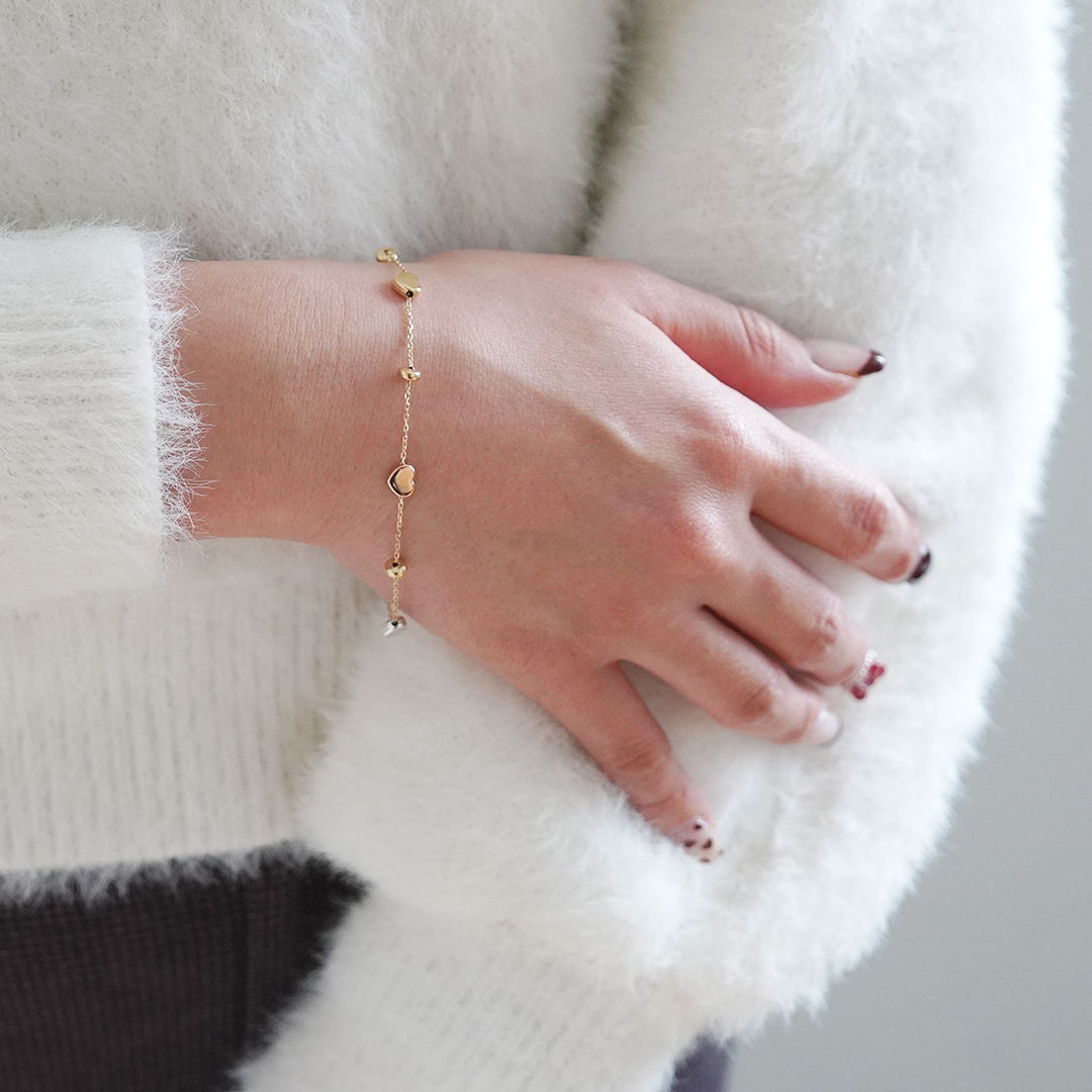 K18 YG ハート モチーフ ブレスレット  B-23