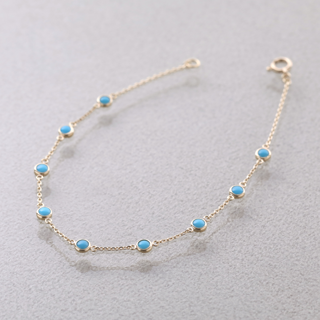 K18 YG ターコイズ ブレスレット  B-18