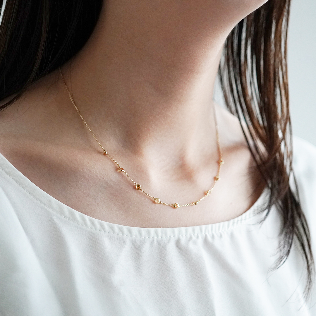 K10 YG シトリントパーズ ネックレス  N-32