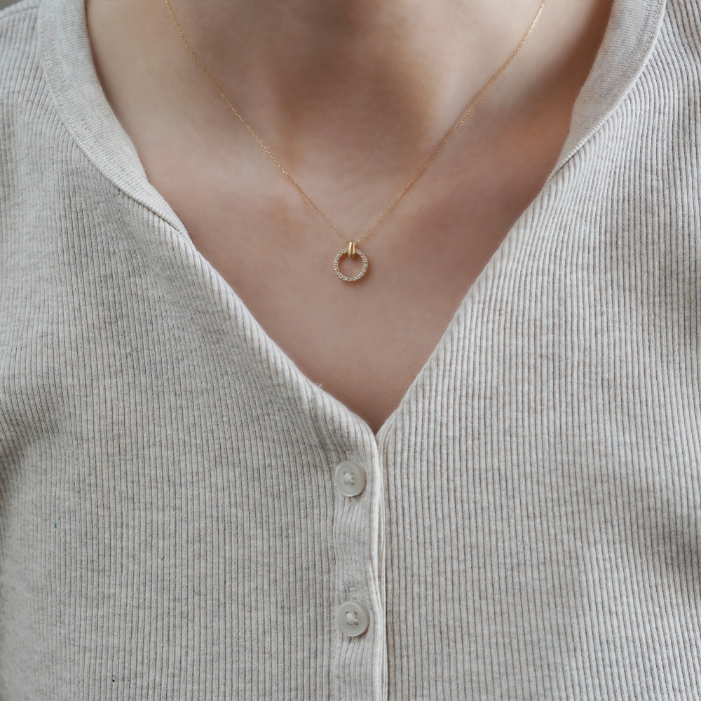 K18 YG ダイヤ ネックレス N-80