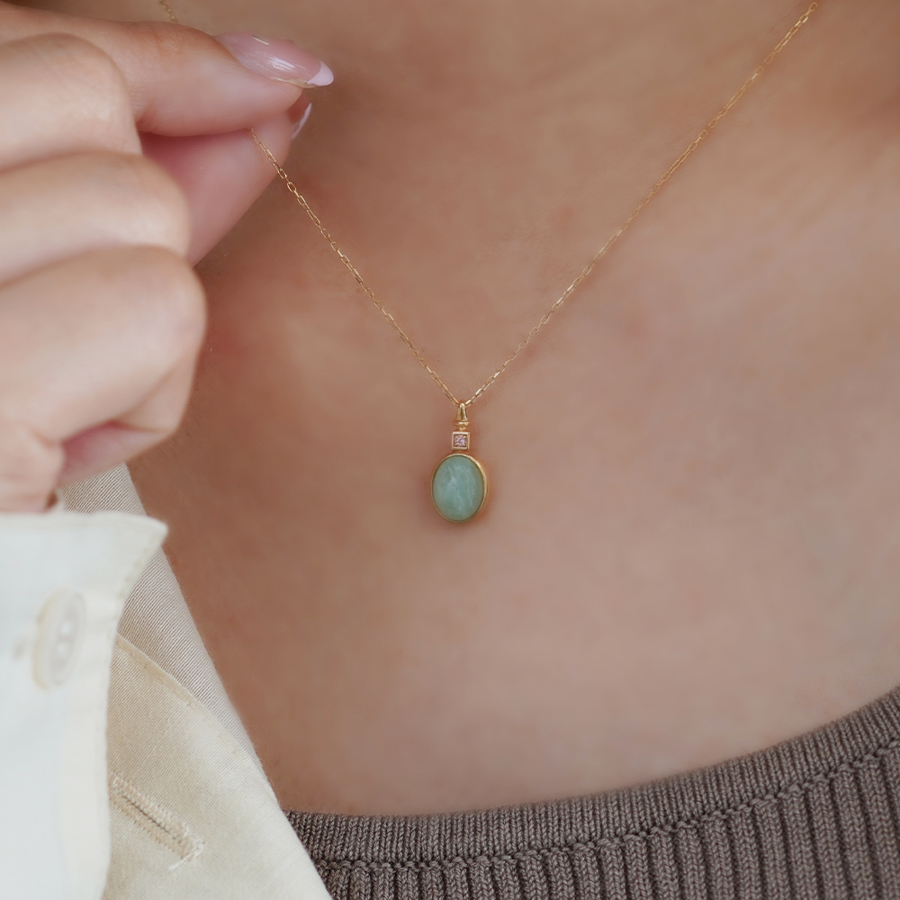 K10 YG アマゾナイト ネックレス  N-62