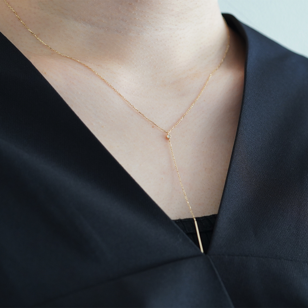 K10 YG ダイヤモンド ネックレス  N-58