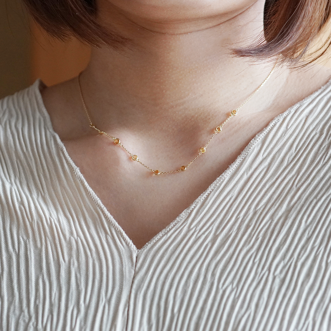 K10 YG シトリントパーズ ネックレス  N-32