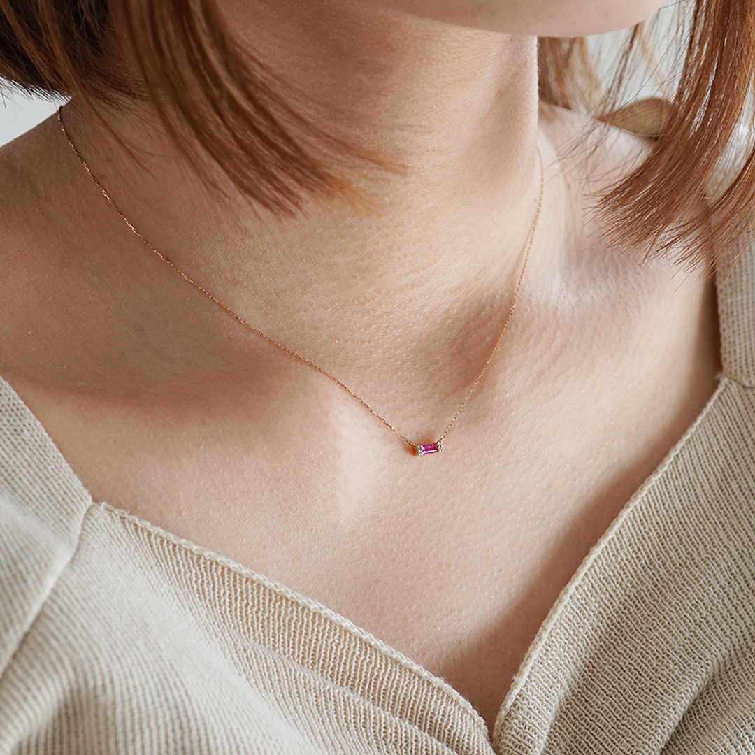 K18 PG ピンクサファイア ネックレス N-78