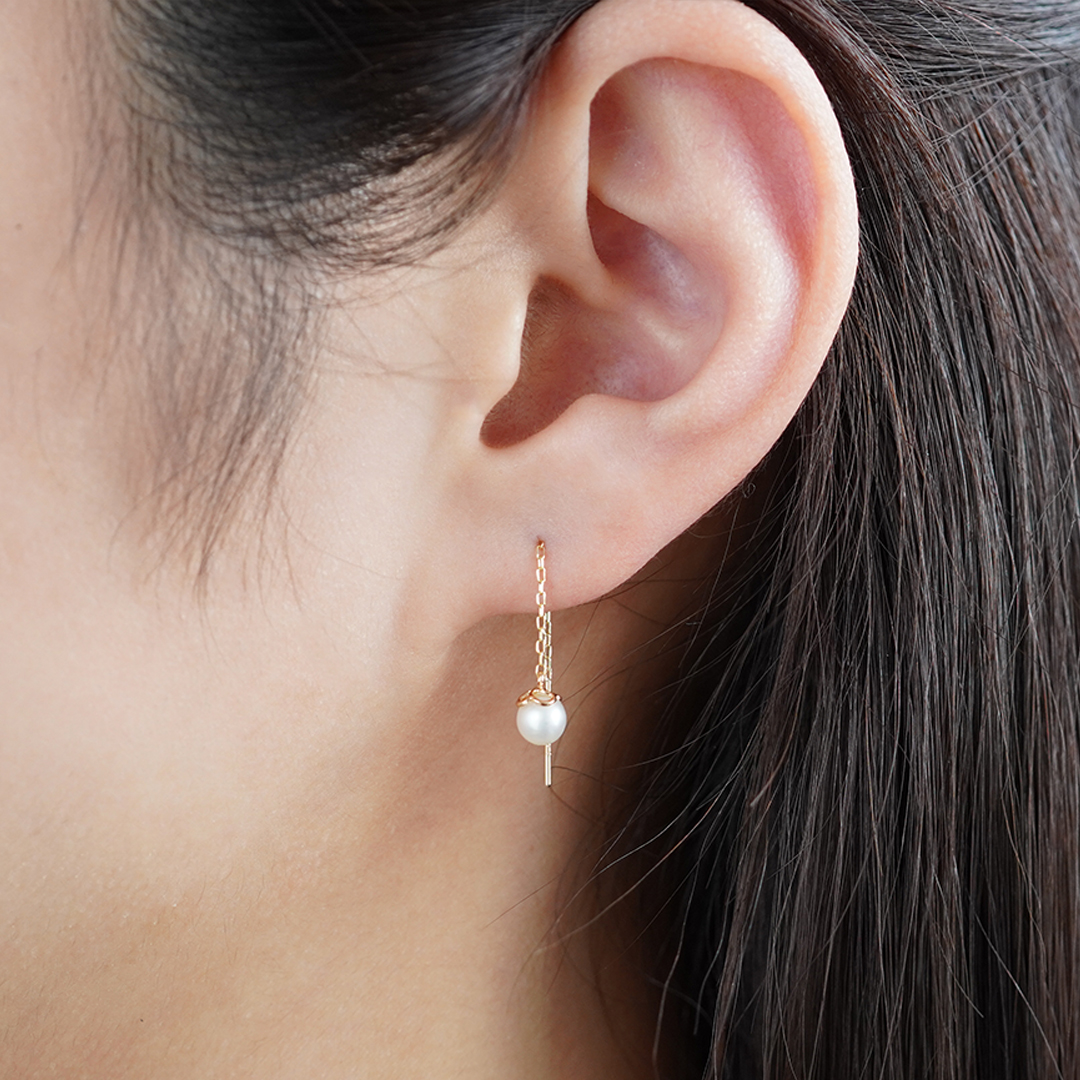 K10YG 淡水パール ピアス  P-12