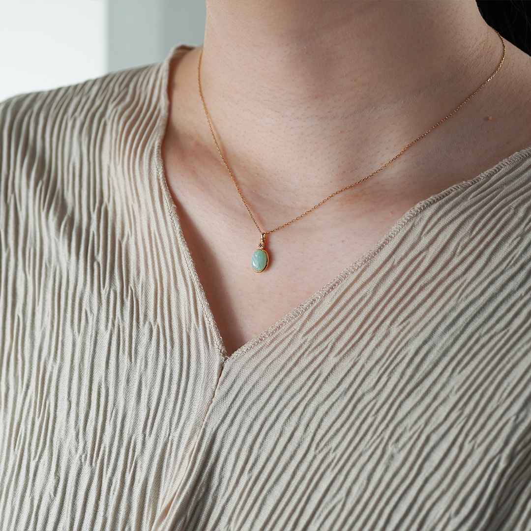 K10 YG アマゾナイト ネックレス  N-62