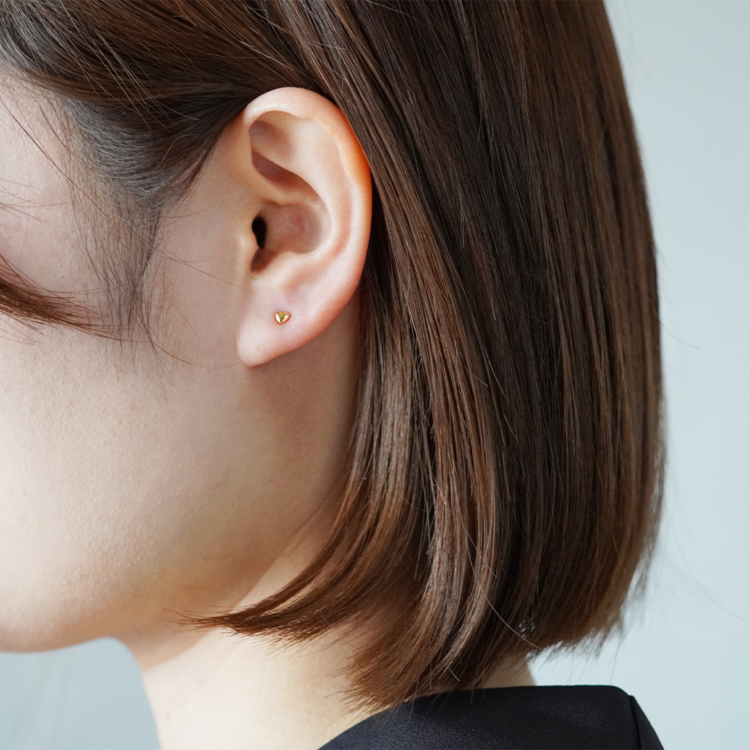 K18 YG ハートモチーフ ピアス  P-15