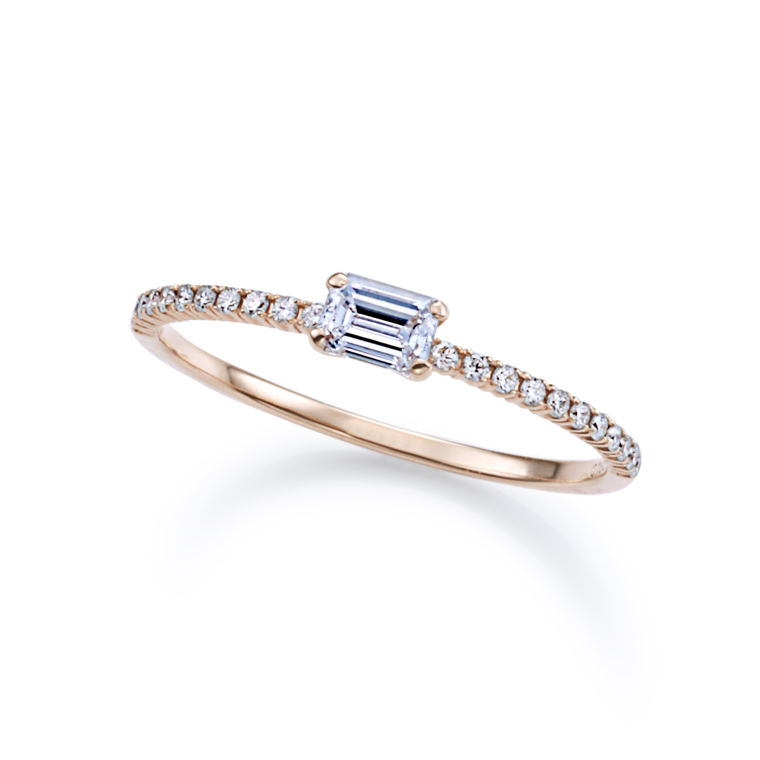 K18 PG バケット ダイヤモンド リング R-033