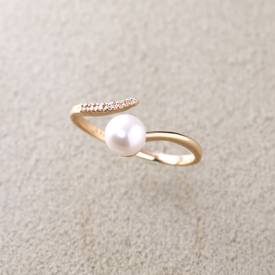 K10 YG パールリング  R-55