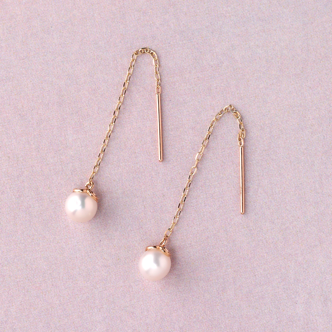 K10YG 淡水パール ピアス  P-12