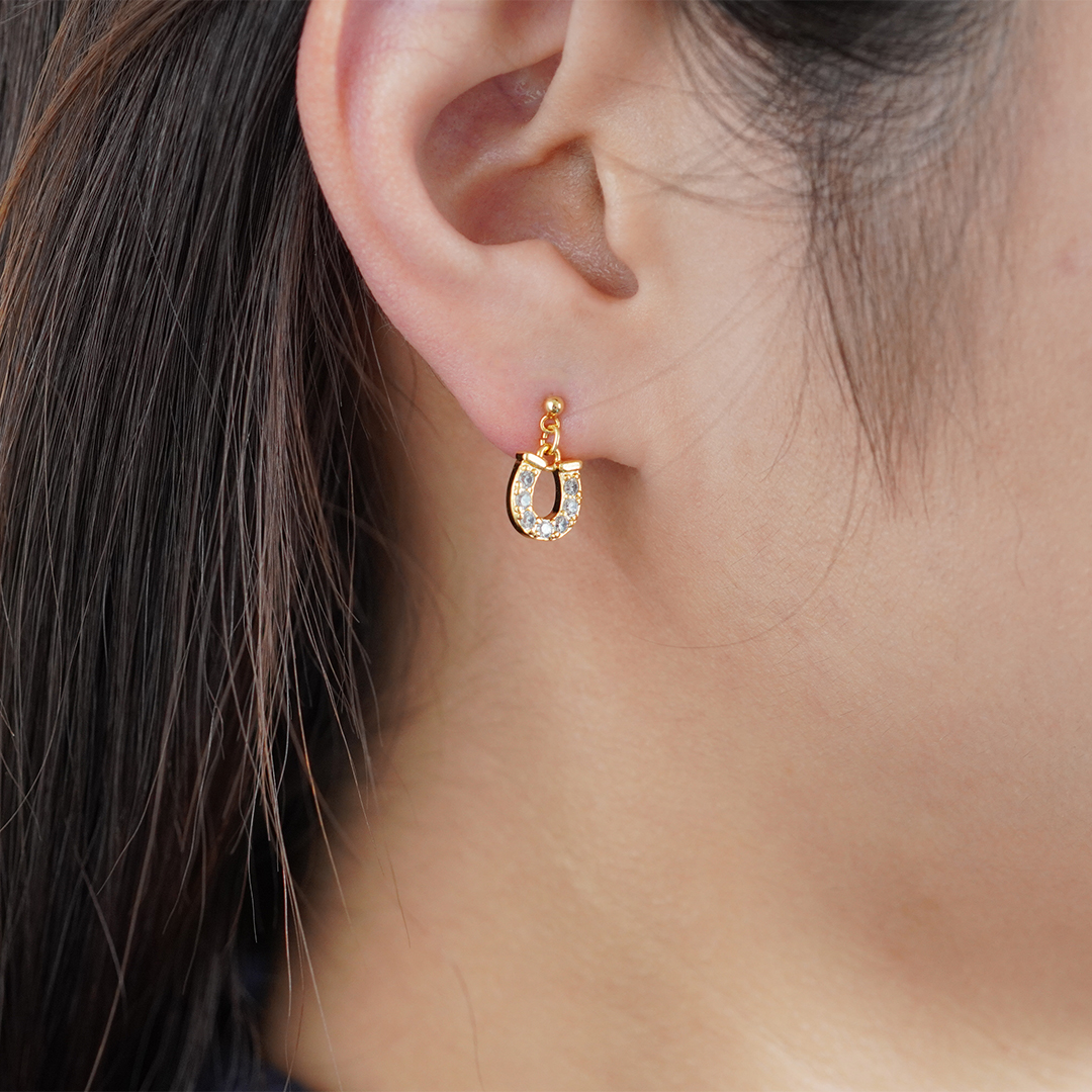 K18 YG 馬蹄モチーフ ピアス P-3