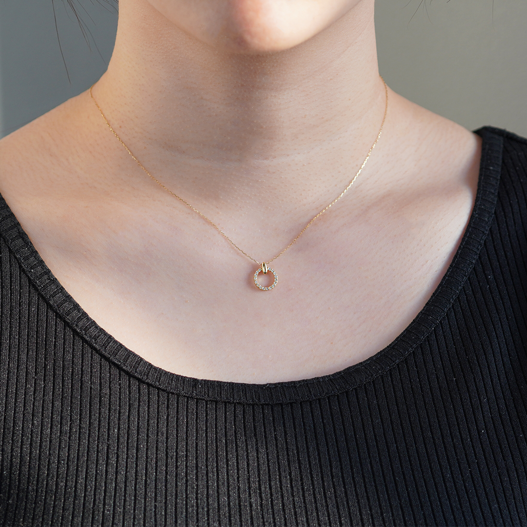 K18 YG ダイヤ ネックレス N-80