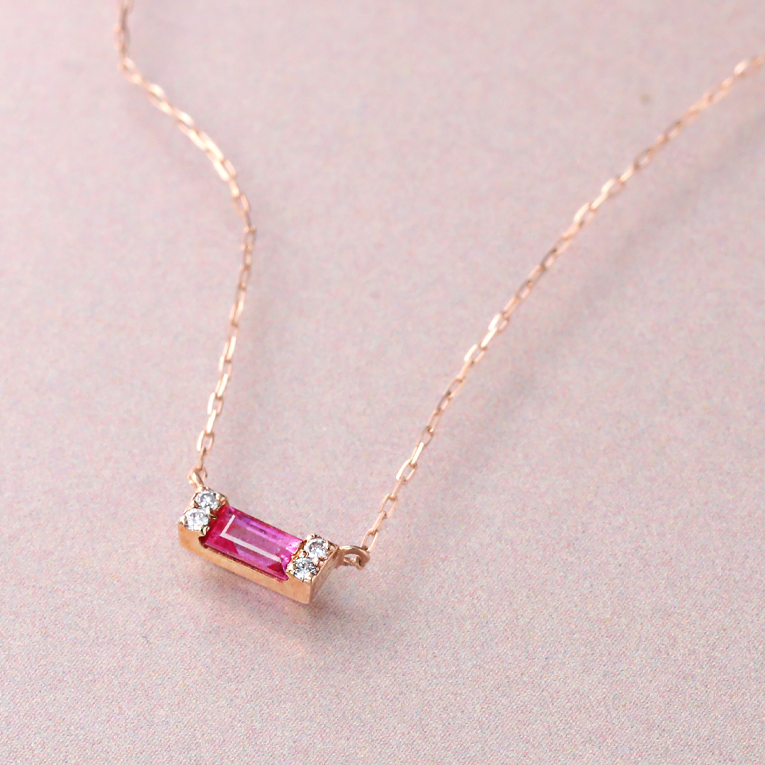 K18 PG ピンクサファイア ネックレス N-78