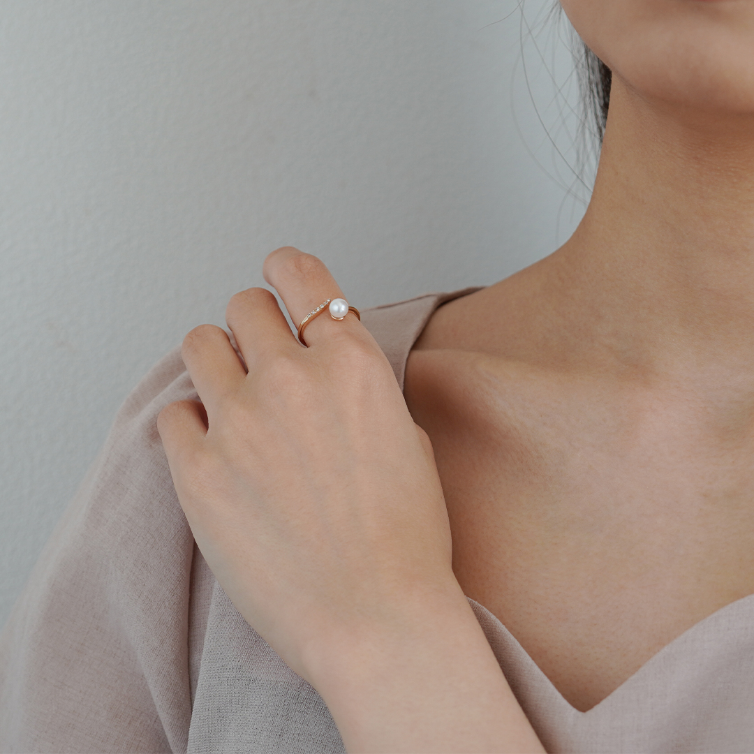 K10 YG パールリング  R-55