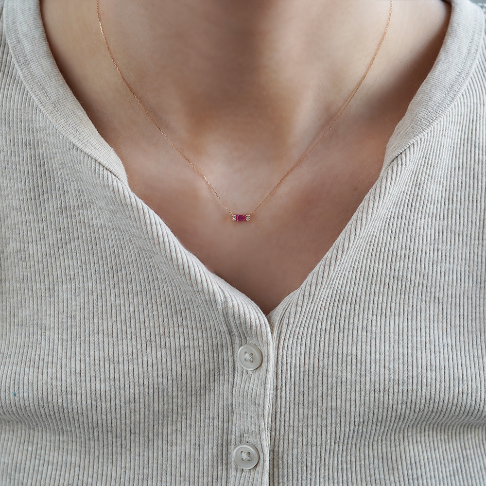 K18 PG ピンクサファイア ネックレス N-78