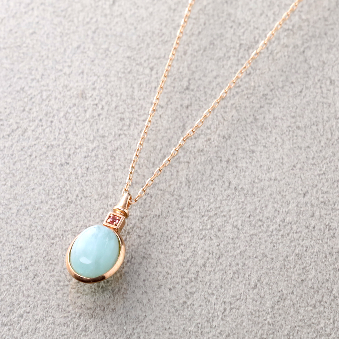 K10 YG アマゾナイト ネックレス  N-62