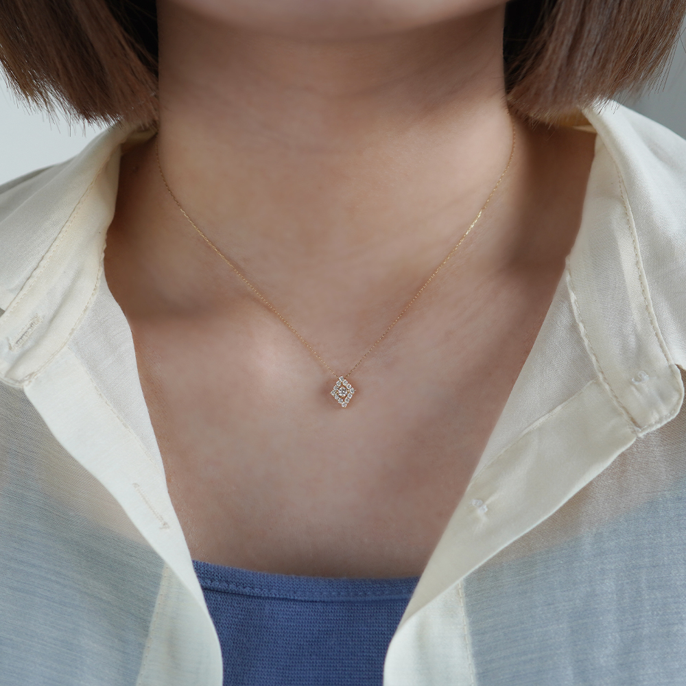 K18 YG ダイヤ ネックレス N-81