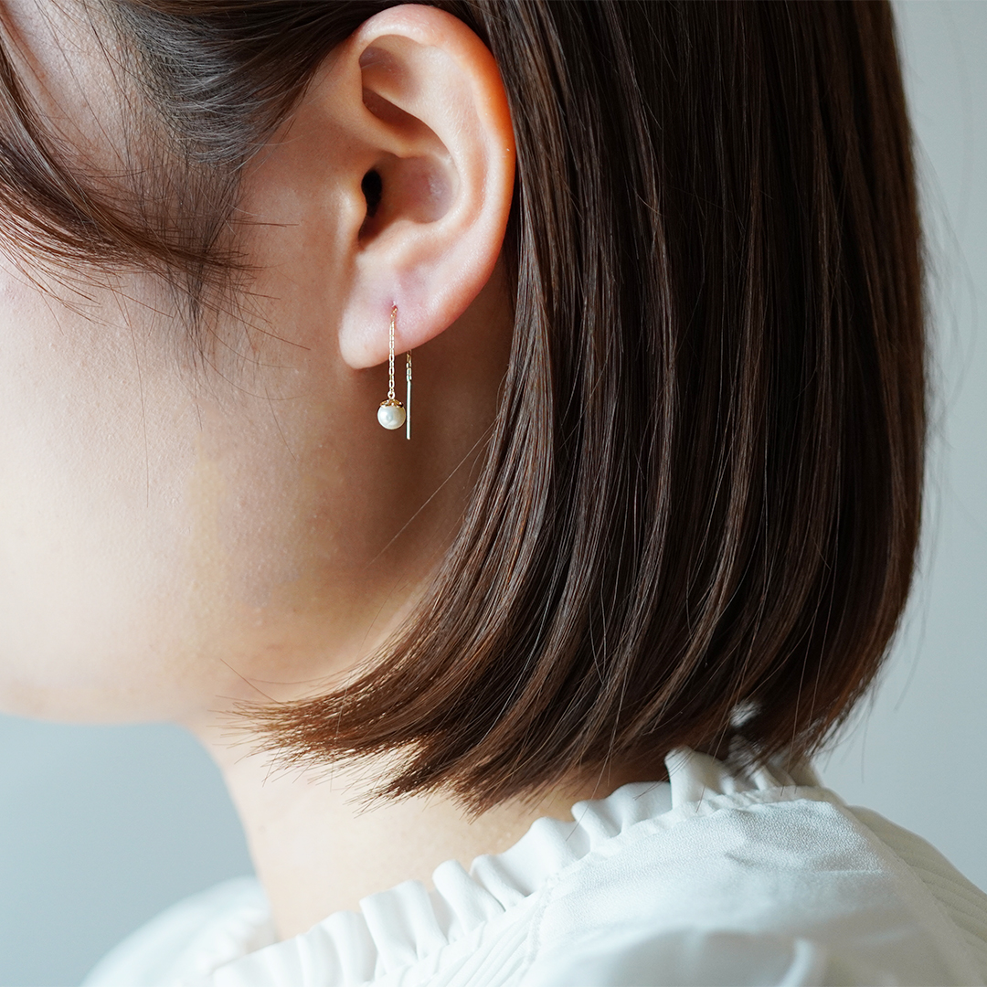 K10YG 淡水パール ピアス  P-12