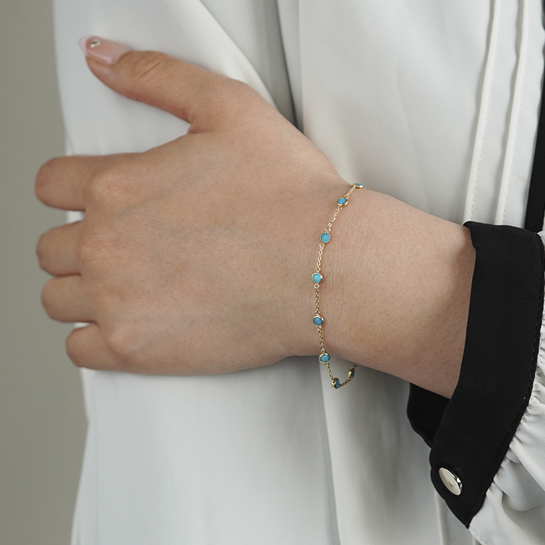 K18 YG ターコイズ ブレスレット  B-18