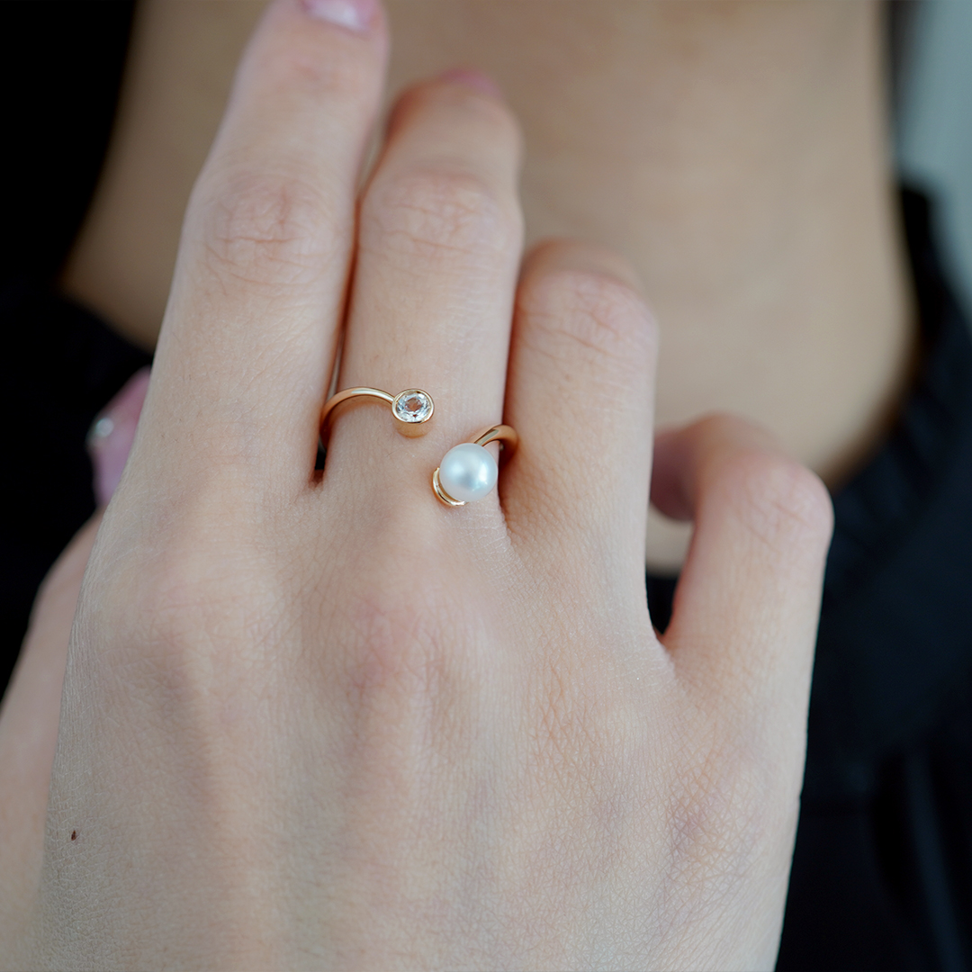 K10 YG パール リング  R-54