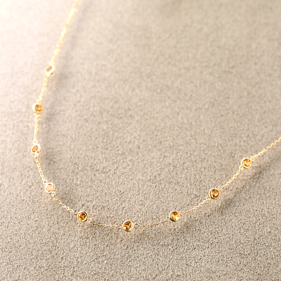 K10 YG シトリントパーズ ネックレス  N-32