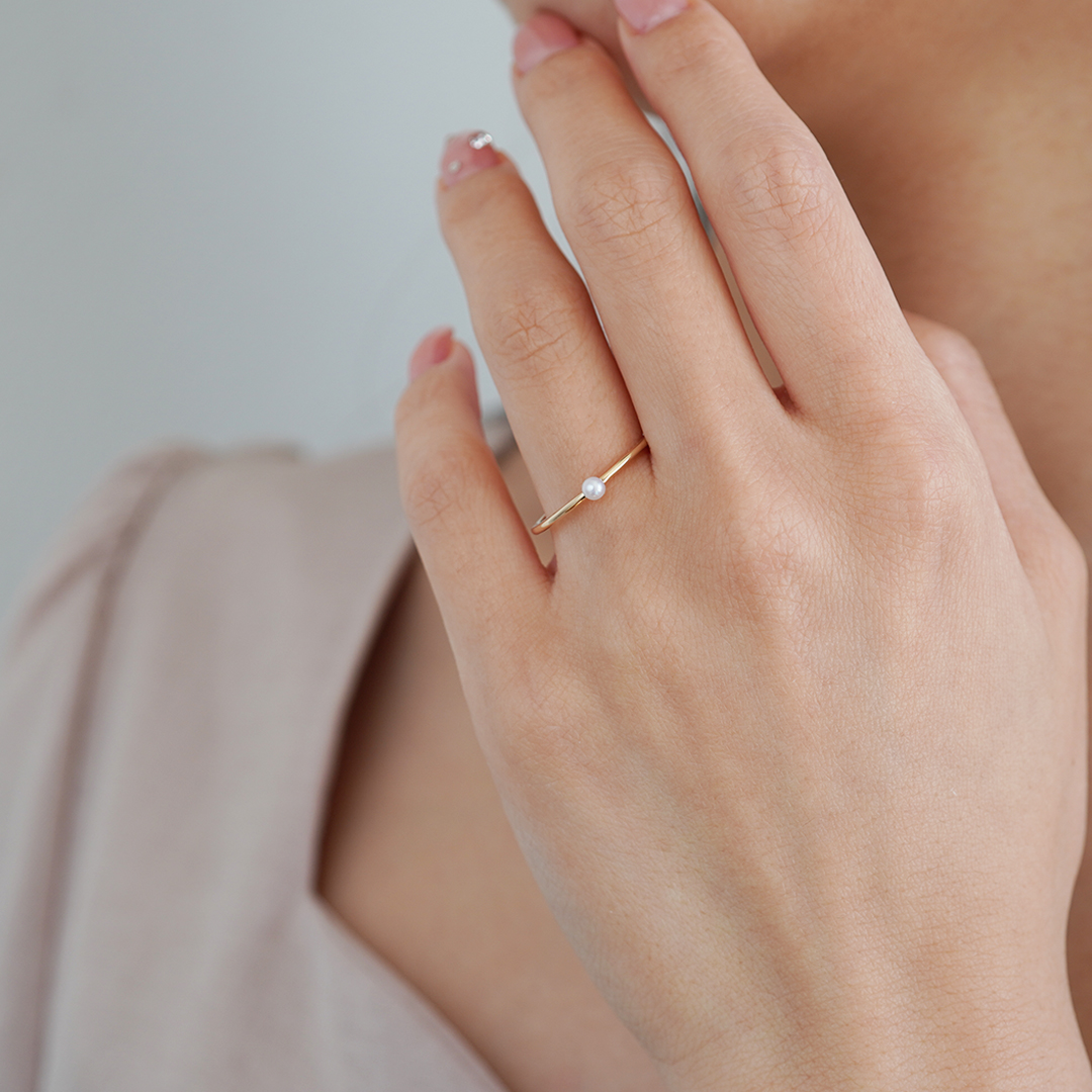 K10 YG パールリング  R-57