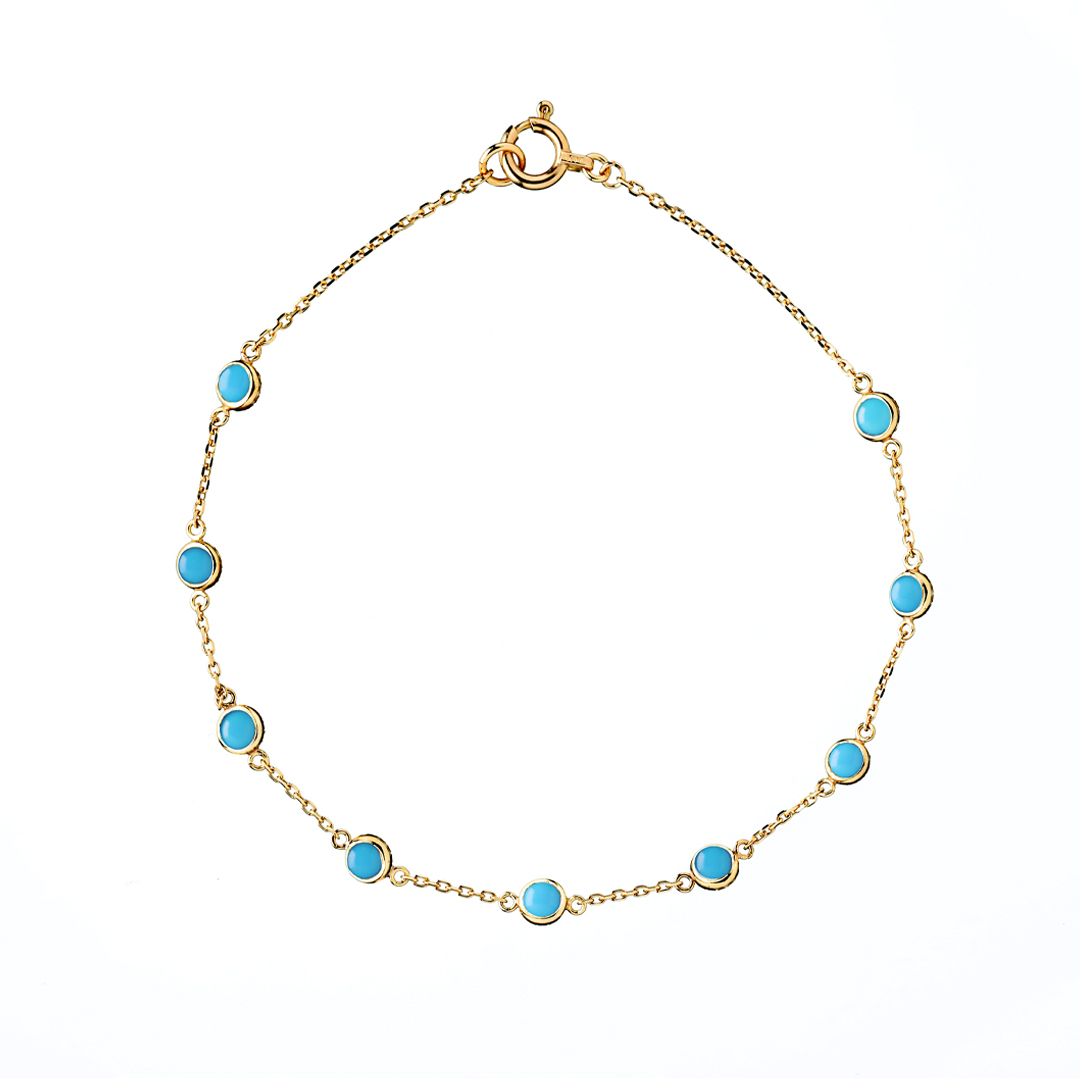 K18 YG ターコイズ ブレスレット  B-18