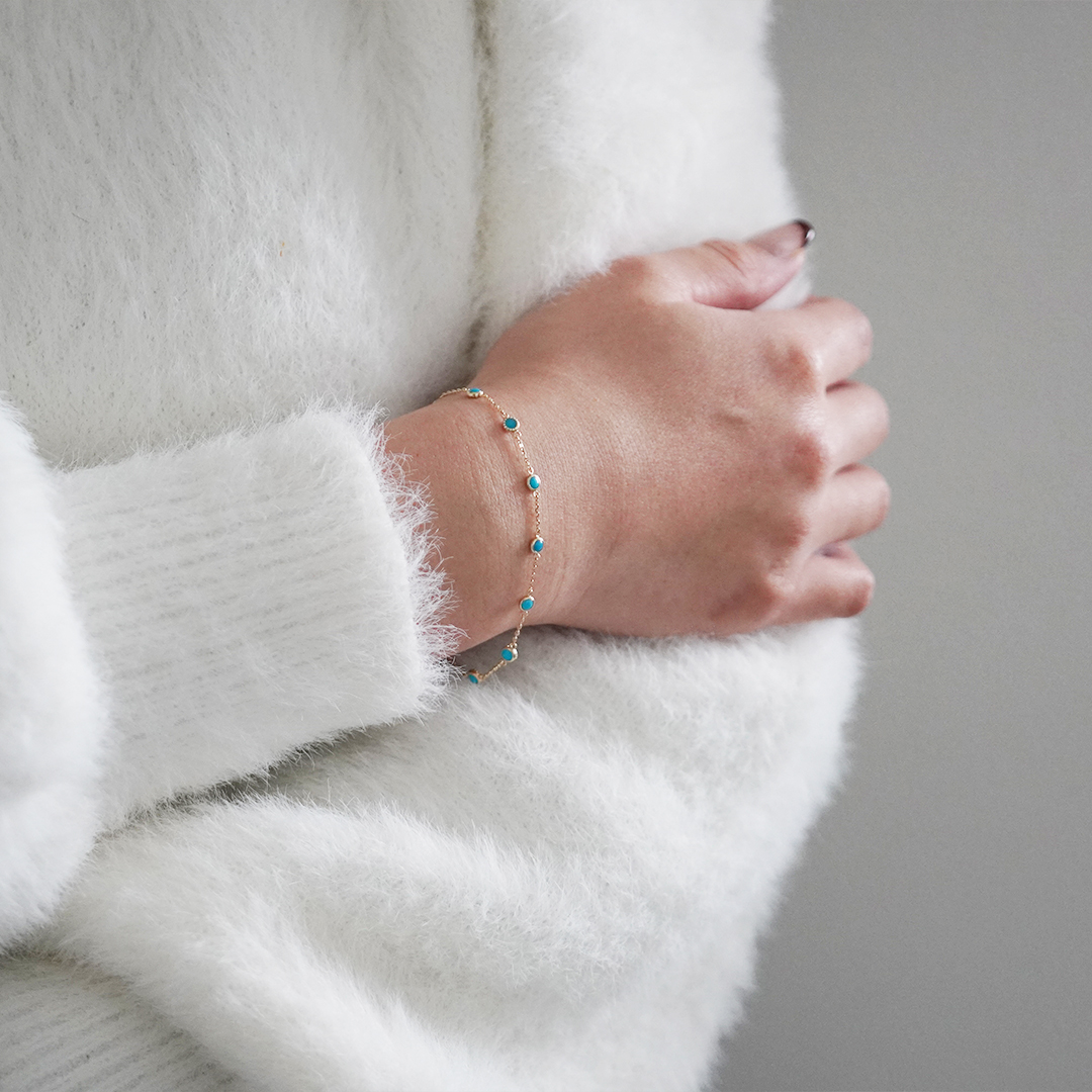 K18 YG ターコイズ ブレスレット  B-18