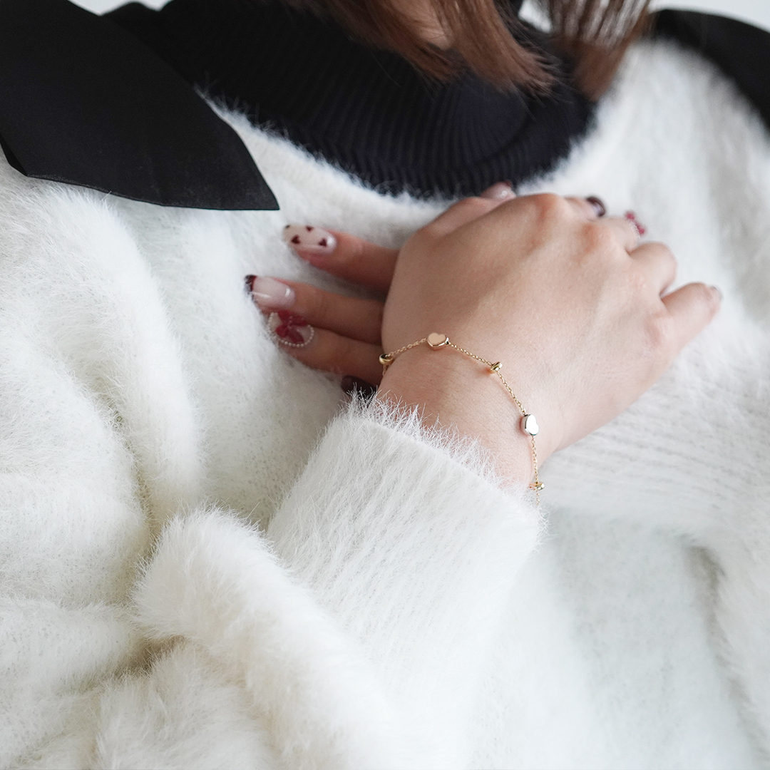 K18 YG ハート モチーフ ブレスレット  B-23