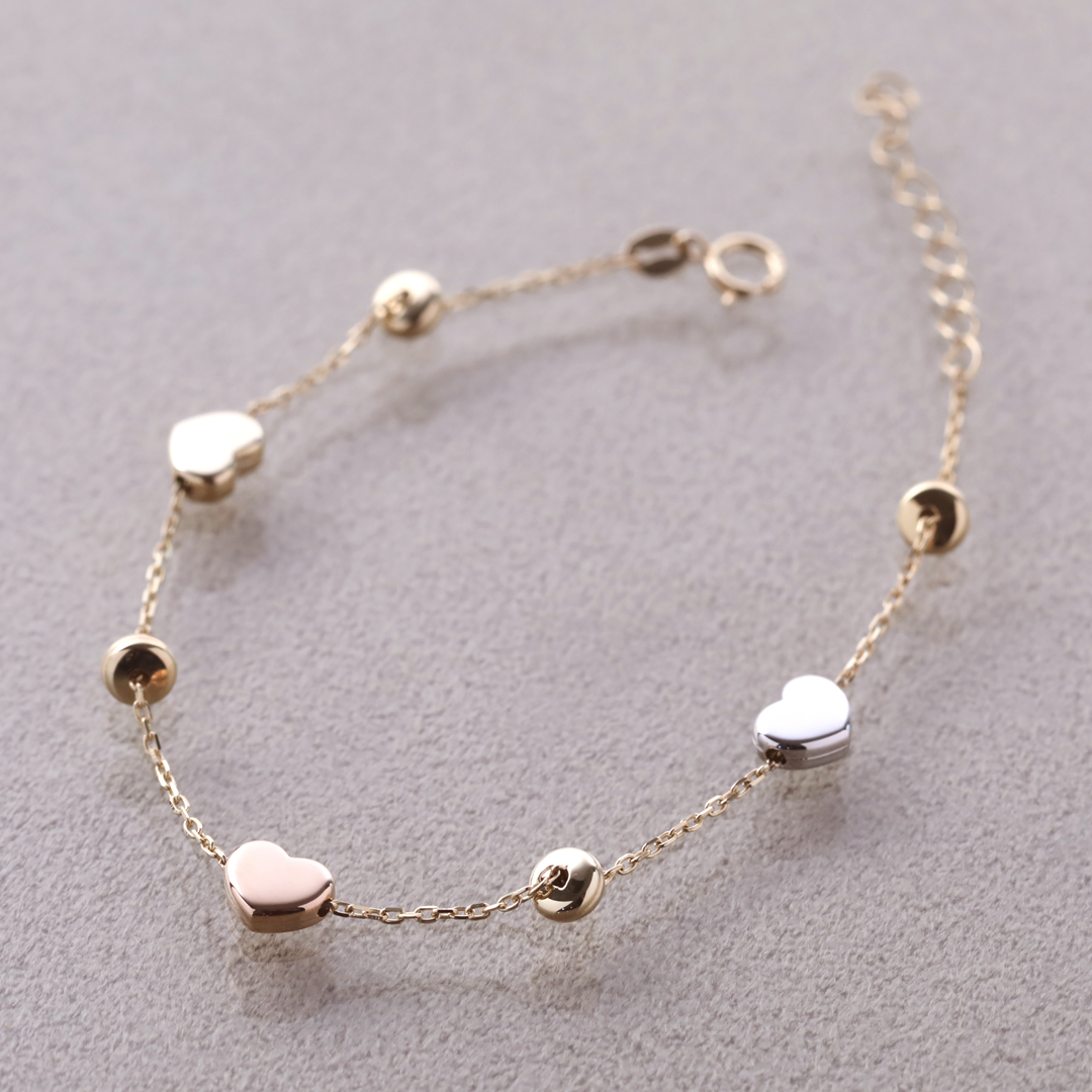 K18 YG ハート モチーフ ブレスレット  B-23