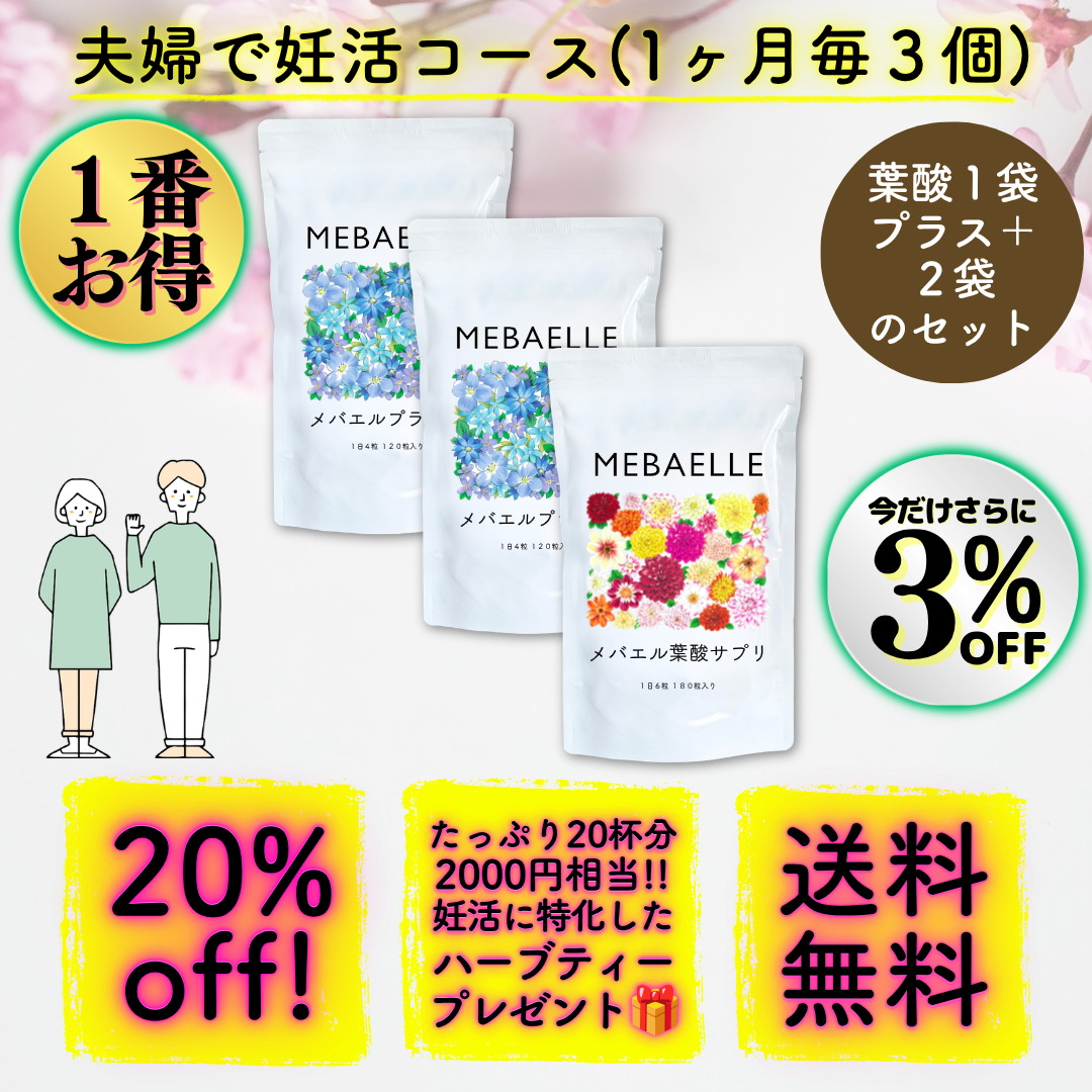 *特別価格*【定期便】夫婦で妊活コース（葉酸×1、プラス×2袋）【1ヶ月コース】