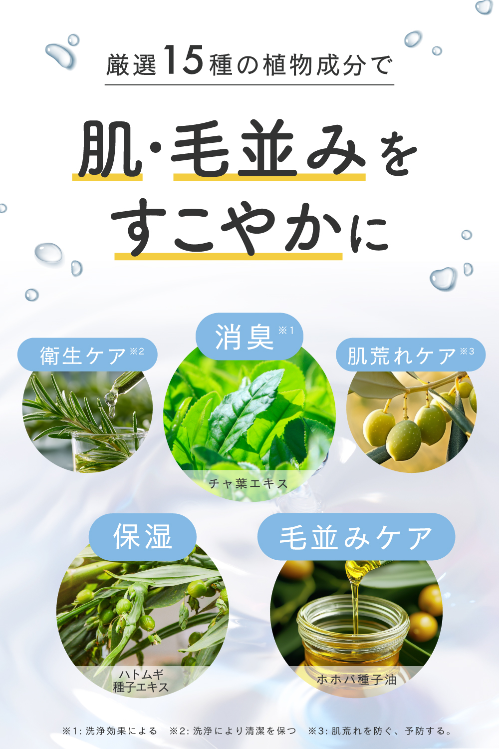 厳選15種の植物成分で肌・毛並みをすこやかに
