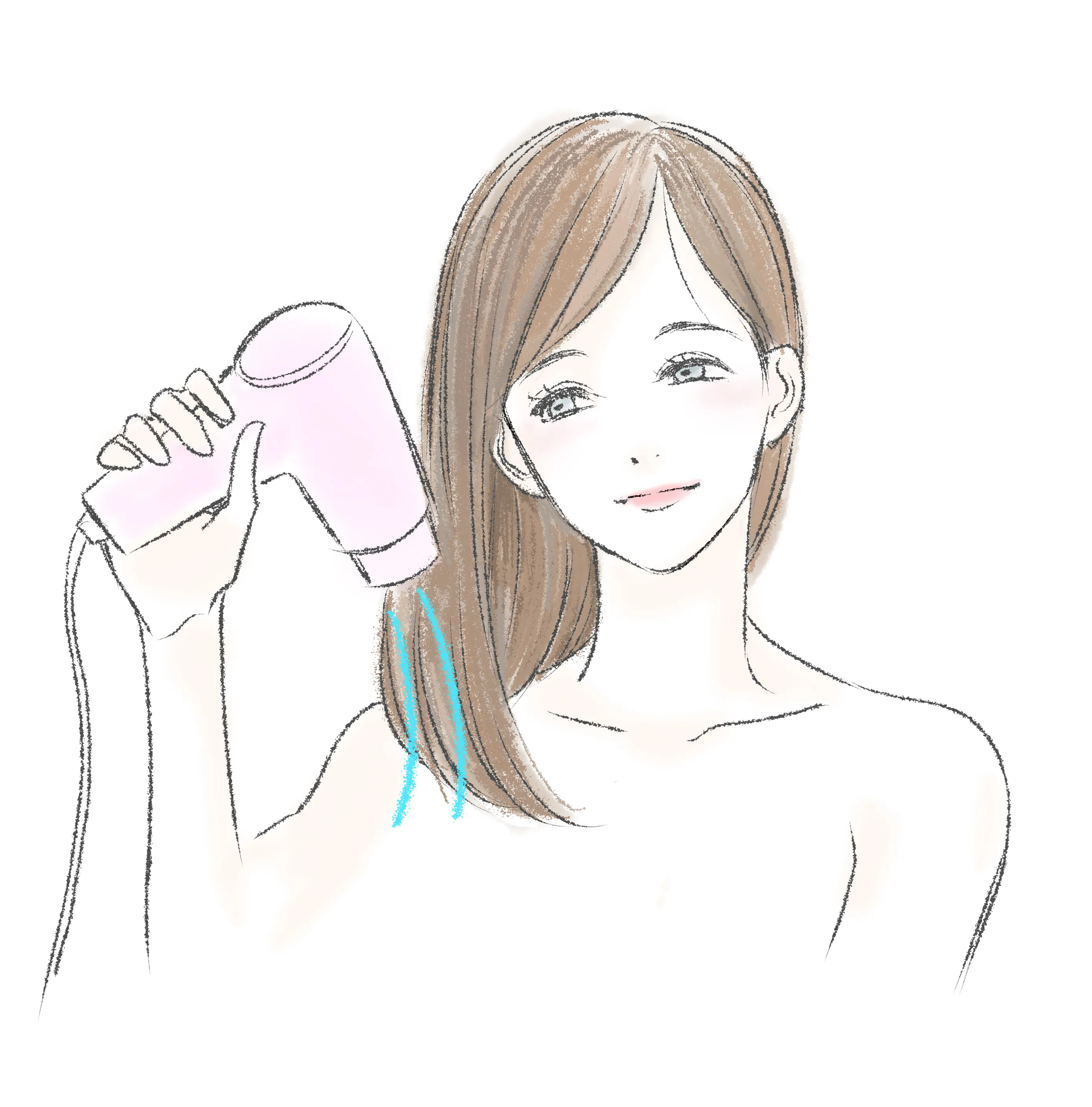 ドライヤーの冷風で仕上げる