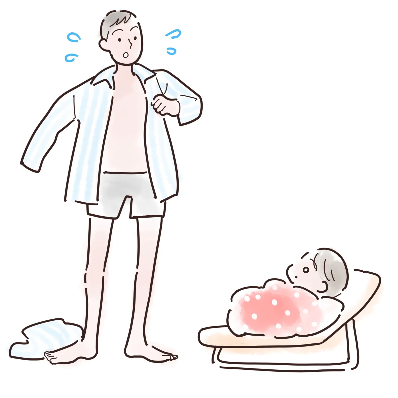 赤ちゃんと一緒にお風呂から上がる