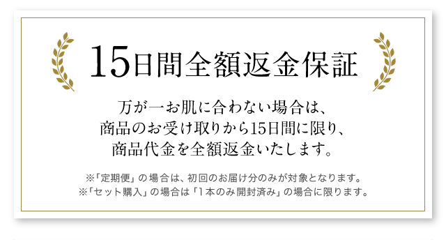 15日間全額返金保障