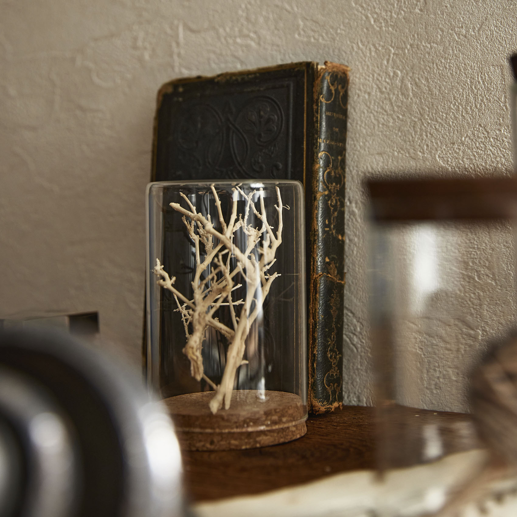 Glass Cylinder with Cork 形状展開: S  外寸：7.5L×7.5W×12H, カラー展開: NATURAL