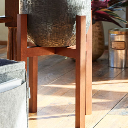 Wood stand combi 形状展開: S  外寸：31L×31W×35H, カラー展開: DARK BROWN