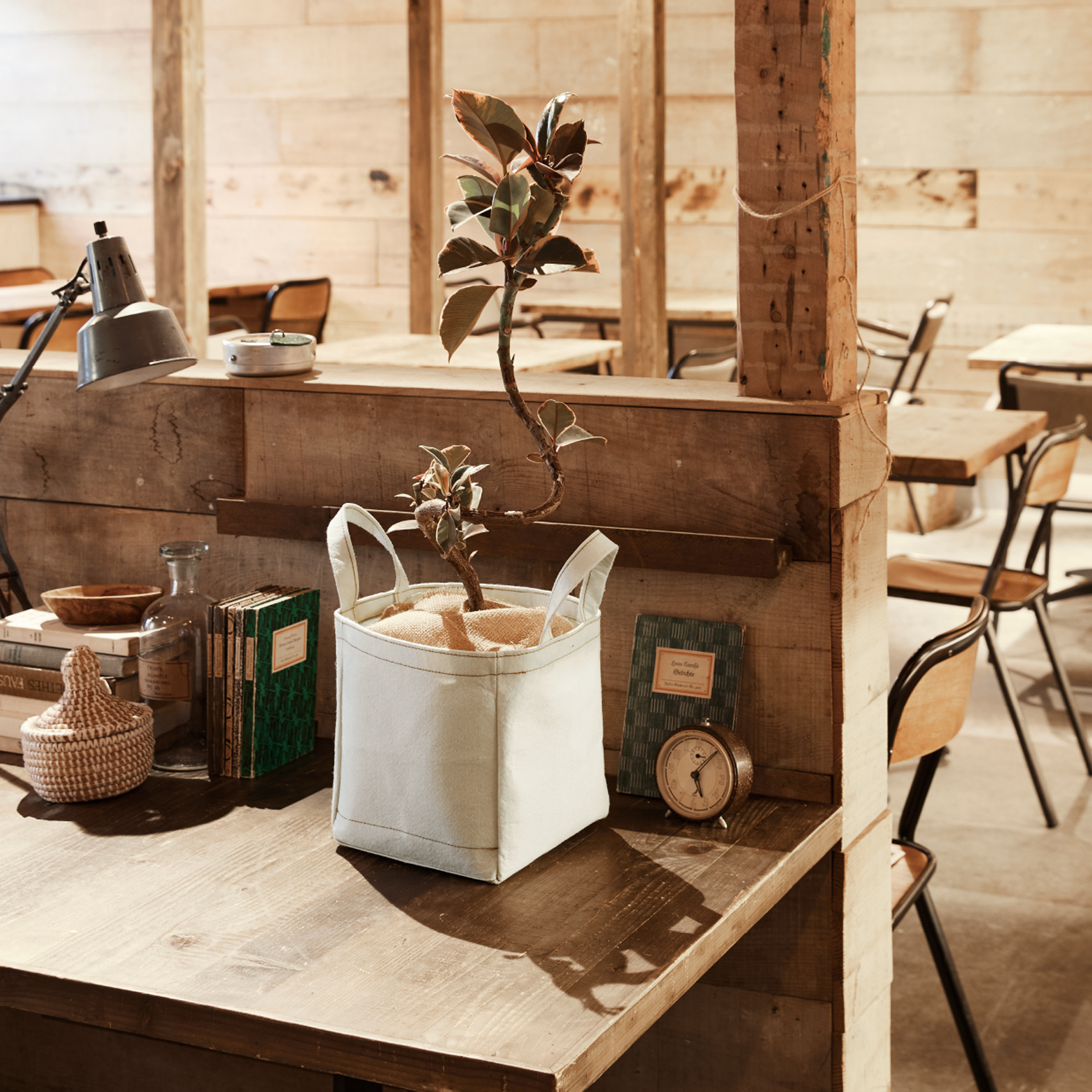 Re:pot 形状展開: XS  外寸：17L×17W×27H, カラー展開: ECRU